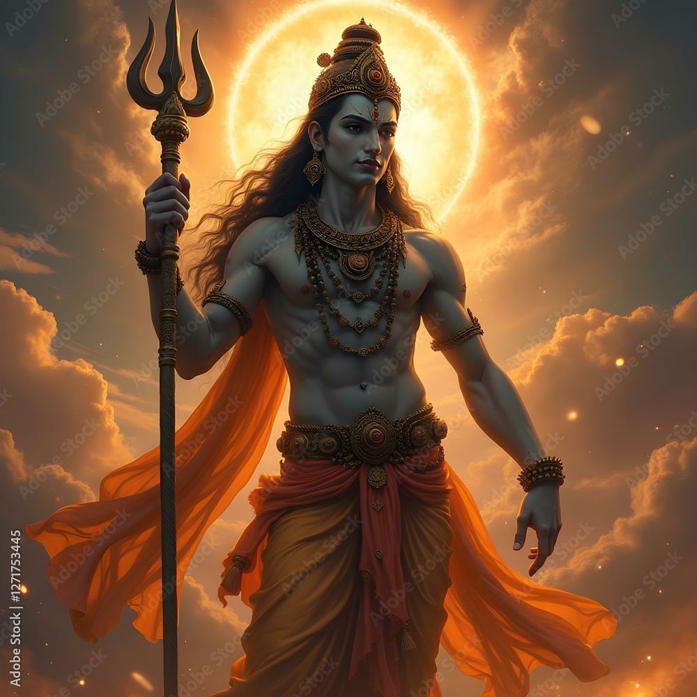 Fototapeta premium Mahakal, lord shiva with his trident