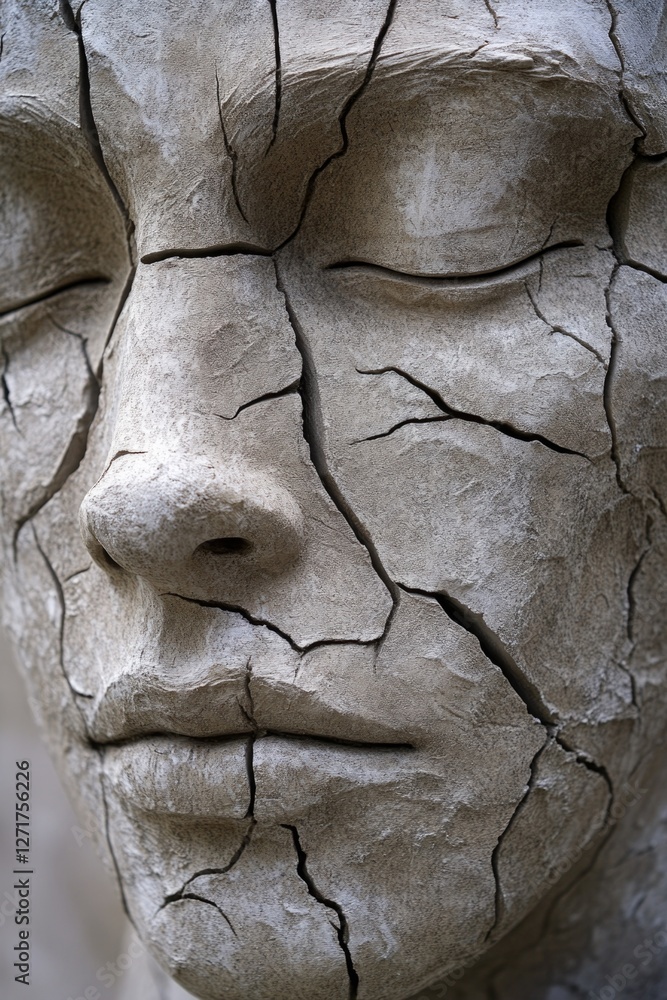 Sculpture of Person's Face Close Up Sculpture of Person's Face Close Up