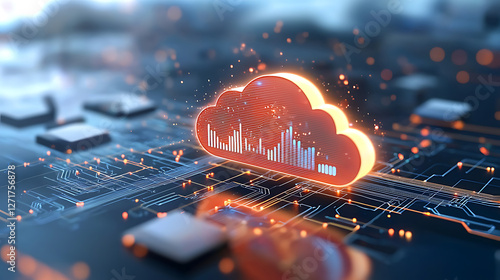 Digital innovation in cloud systems glowing data path transformation technology environment visual representation