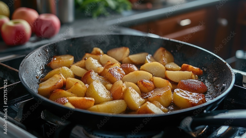 Cooked Apples on Stove Cooked Apples on Stove