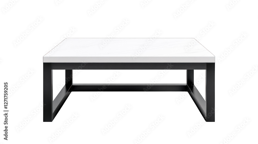 A white and black coffee table with a black frame A white and black coffee table with a black frame