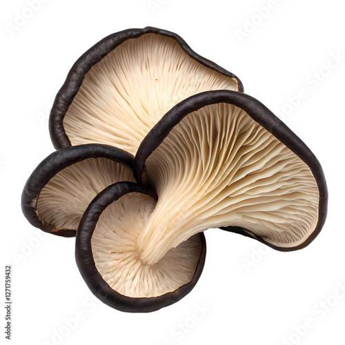 Black Pearl Oyster Mushrooms: Gourmet Fungi isolated on transparent background