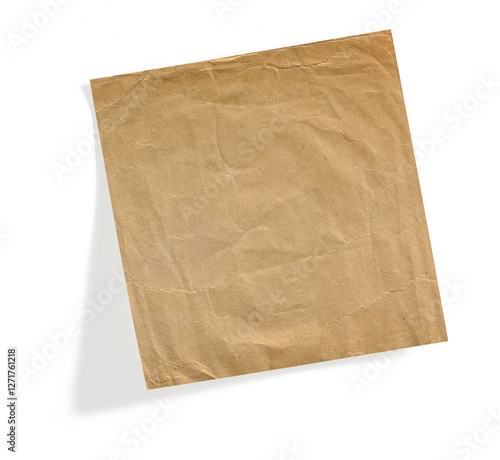 Obraz na płótnie Post it note with crumpled old paper paper surface and shadow on transparent background (png image) w salonie