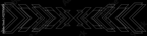 White outline vector arrows on black background.
