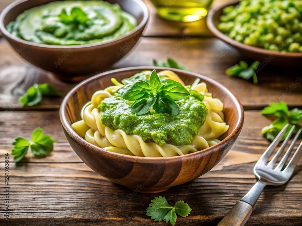 Delicious Frankfurt Green Sauce with Hand-Rolled Spätzle, Traditional German Cuisine Delicious Frankfurt Green Sauce with Hand-Rolled Spätzle, Traditional German Cuisine