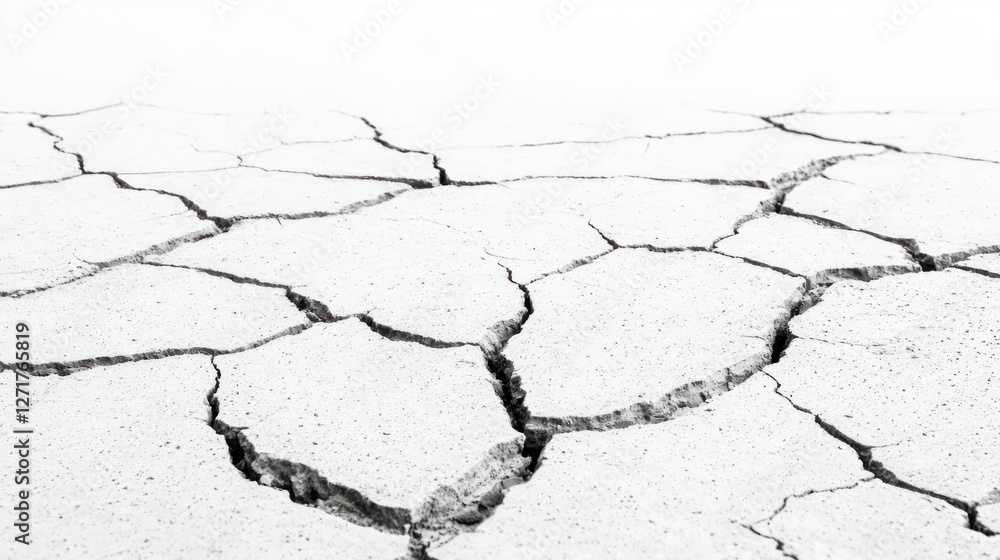 Fototapeta premium White Cracked Earth Texture Background Dry Land Surface