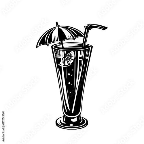 cocktail glass with umbrella