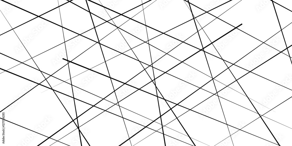 Obraz premium Abstract geometric pattern. Outline monochrome texture. Trendy random diagonal lines image. Random chaotic lines.