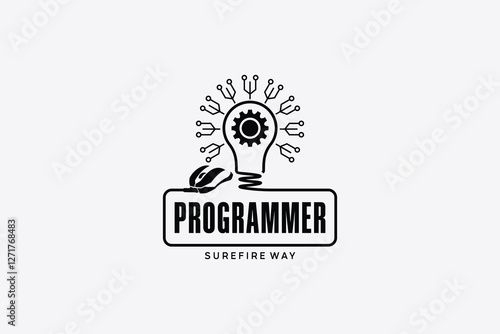 Programming service idea logo design with light bulb icon symbol