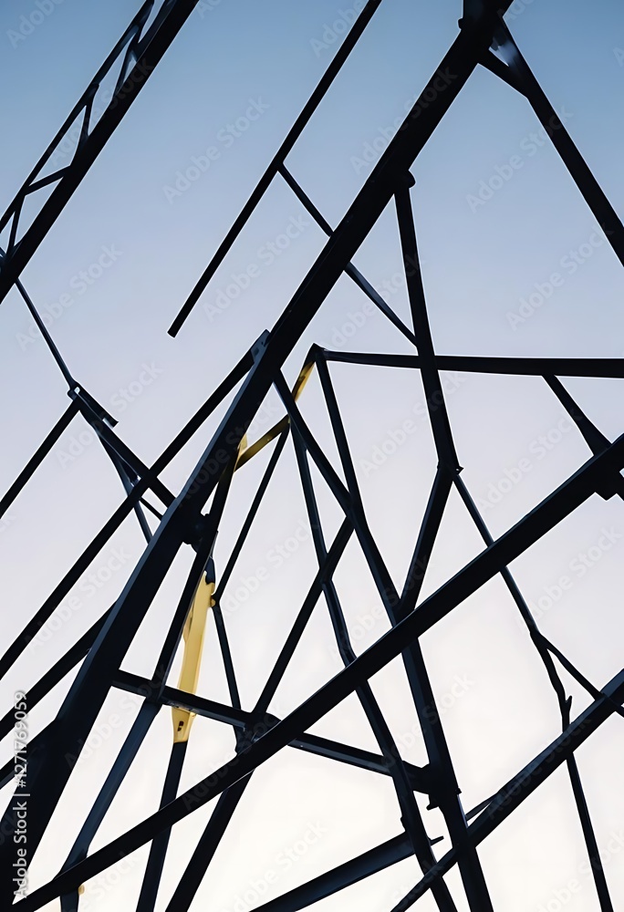 Steel Structure Framework Against Sky Background Steel Structure Framework Against Sky Background