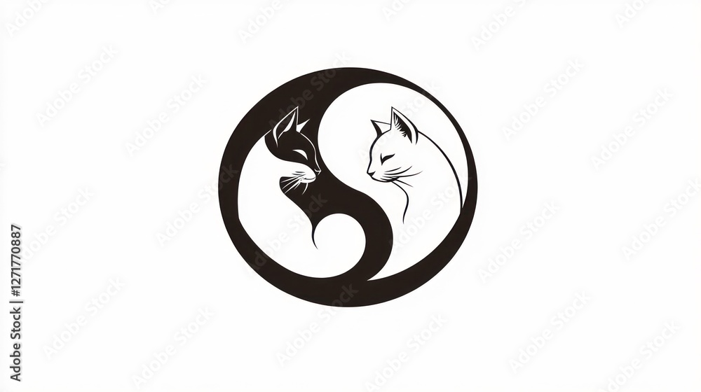 Yin and Yang cats, symbol, harmony, balance, abstract art, use for design Yin and Yang cats, symbol, harmony, balance, abstract art, use for design