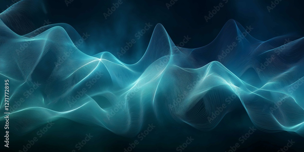 Fototapeta premium Gradient wave patterns illuminated by neon glows create a sleek abstract background with a futuristic aesthetic ideal for various design projects and digital art