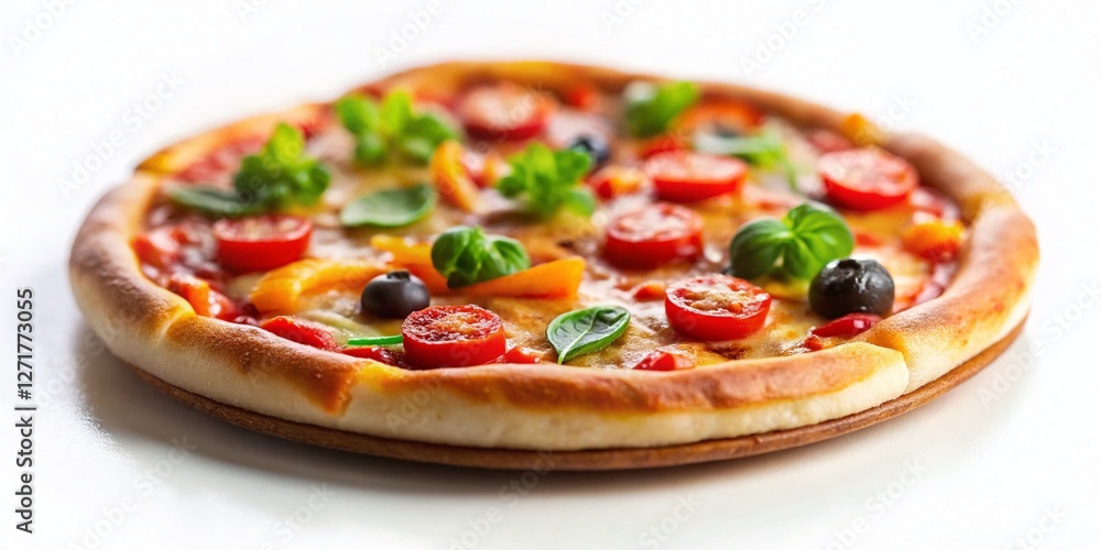 Delicious Pizza Isolated on White Background - Tilt-Shift Miniature Food Photography Delicious Pizza Isolated on White Background - Tilt-Shift Miniature Food Photography