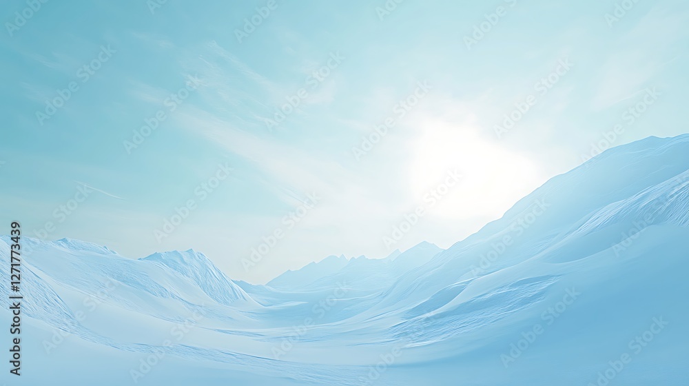 Serene Arctic Mountainscape Under a Bright Sky Serene Arctic Mountainscape Under a Bright Sky