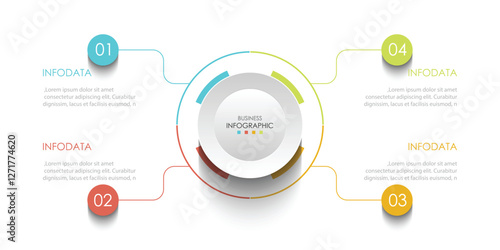 Circle infographic vector illustration with 4 steps, infographic template design. Can be used for process diagrams, presentations, workflows.
