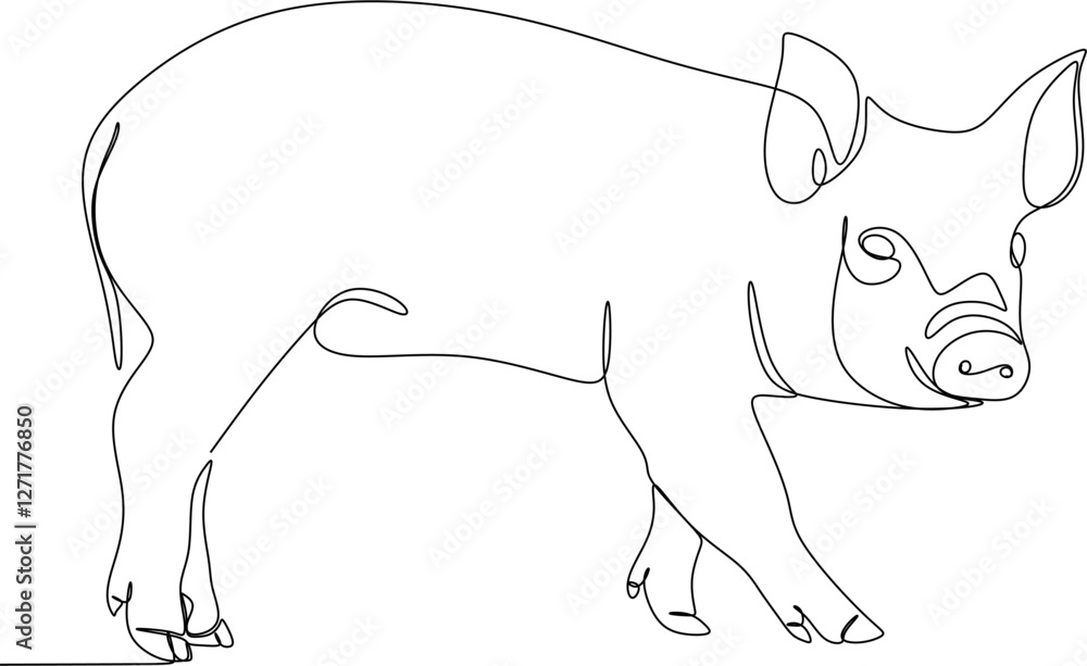 Сontinuous abstract line drawing of pig hand drawn Сontinuous abstract line drawing of pig hand drawn