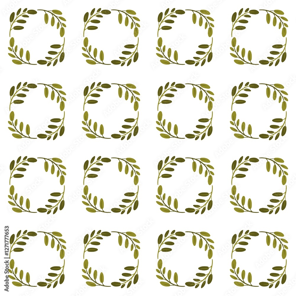seamless digital pattern with green wreaths seamless digital pattern with green wreaths