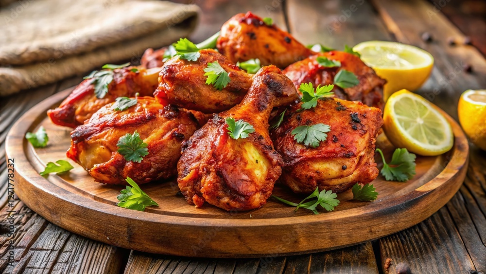 Delicious Tandoori Chicken, Indian Cuisine, Grilled Chicken, Spicy Dish, Restaurant Food Delicious Tandoori Chicken, Indian Cuisine, Grilled Chicken, Spicy Dish, Restaurant Food