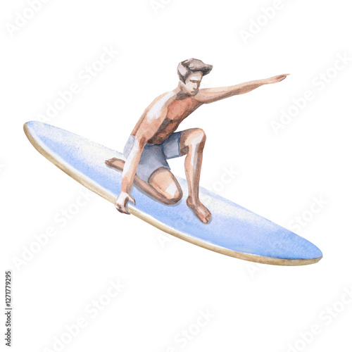Canvas Print Young man on a surfboard