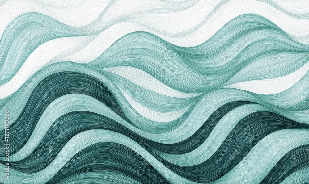 Obraz premium Flowing teal and white pattern ideal for backgrounds in design or websites