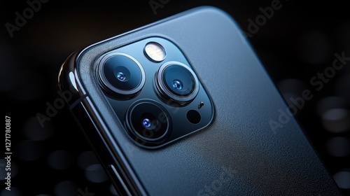 Obraz na płótnie Smartphone camera bokeh dark background w salonie