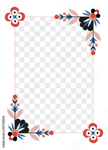 Abstract decorative frame with floral ornament in the corners.