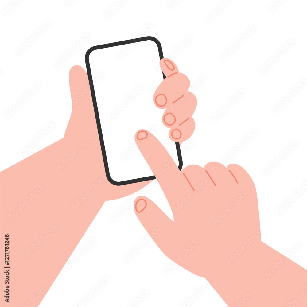 Mobile. Hands using smartphone A blank smartphone screen mockup. Mobile. Hands using smartphone A blank smartphone screen mockup.