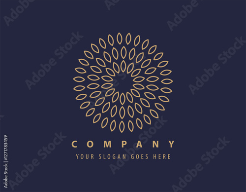 Tree shape sunflower vector logos. Nature trees vector illustration logo design. gold leaf