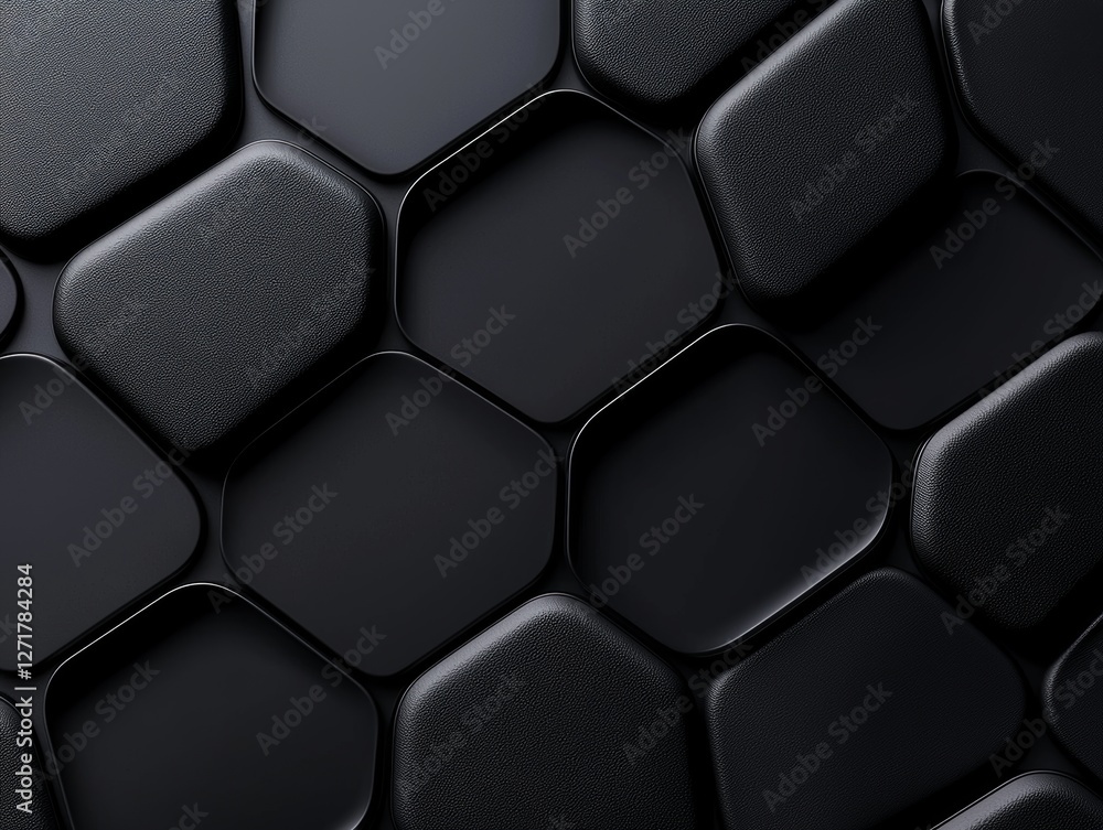 Fototapeta premium Elegant Matte Black Hexagon Geometric Pattern Design Backdrop for Modern Art and Stylish Backgrounds Texture