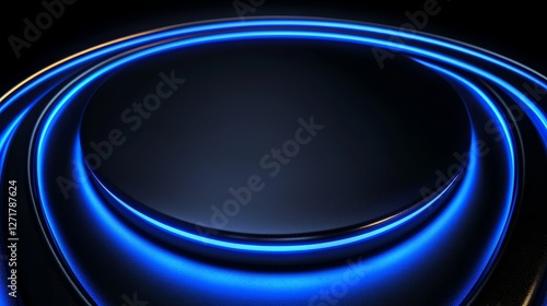Luminous Spirals of Cobalt Light Abstract Modern Design Dark Backdrop Geometric Arrangement Contemporary Artistic View