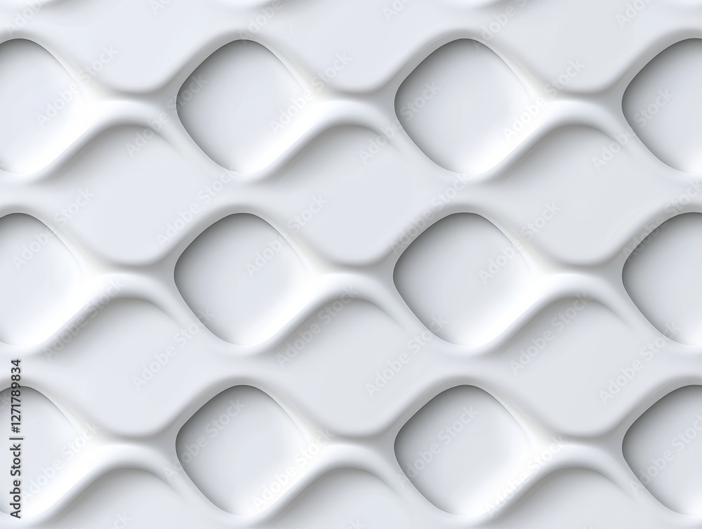 Fototapeta premium Seamless White Geometric Interlocking Shapes Pattern Minimalist Texture Background Design Artistic Abstraction