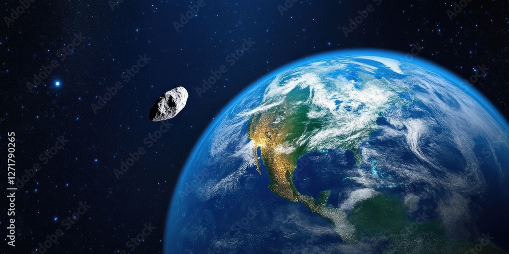 Fototapeta premium Close Up of Asteroid Nearing Earth for Impact