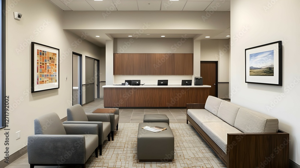 Modern Office Waiting Room Interior Design with Neutral Colors Modern Office Waiting Room Interior Design with Neutral Colors