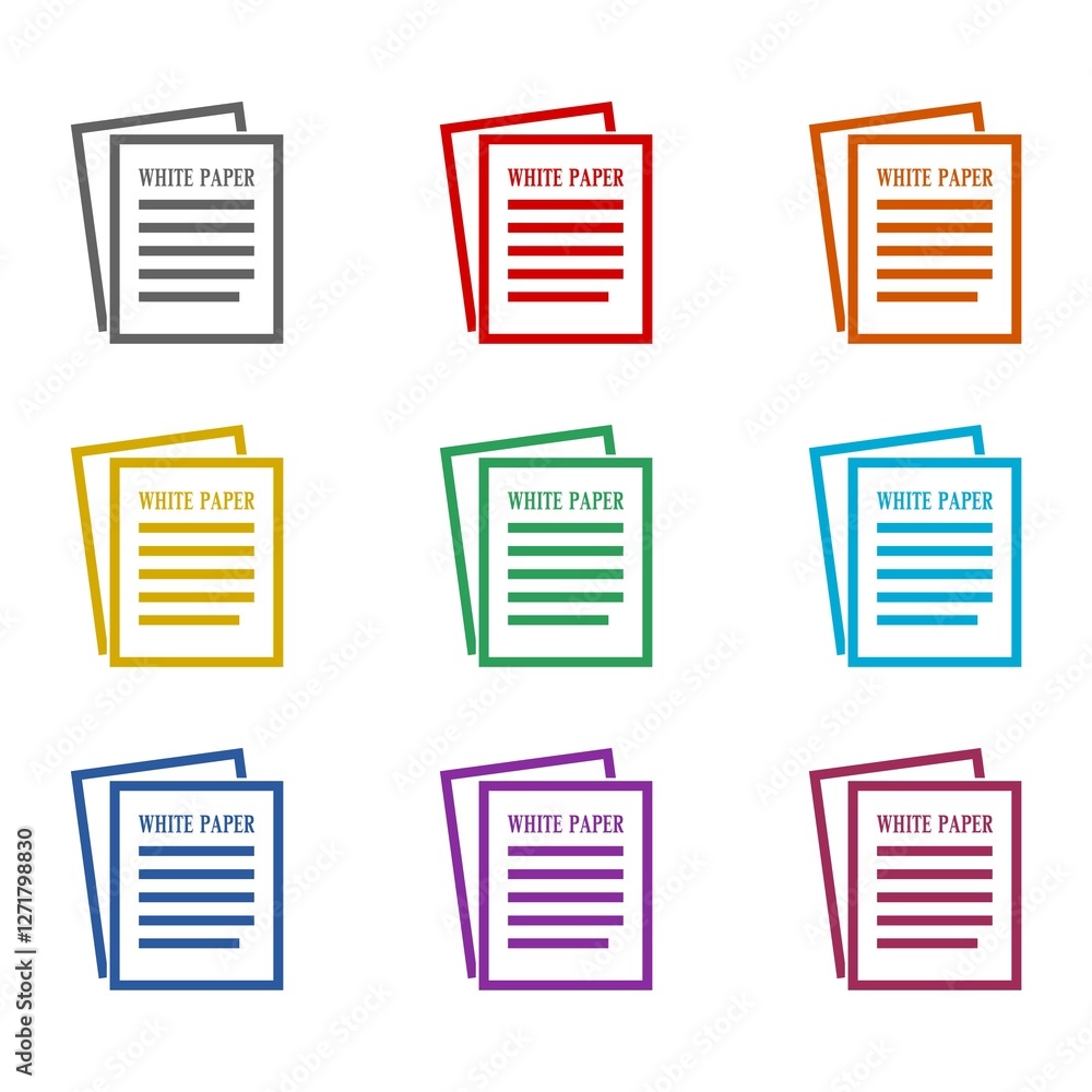 Document icon isolated on white background. Set icons colorful Document icon isolated on white background. Set icons colorful