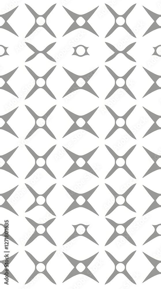Fototapeta premium A minimalist seamless pattern with simple geometric shapes in grayscale, using a monochromatic palette and a clean, modern aesthetic, repeating infinitely on a white backgro.