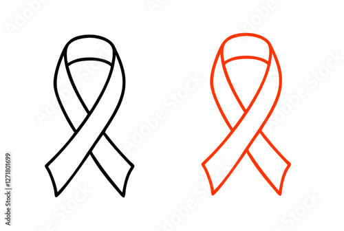 Icon set of awareness ribbons in black and orange for various causes