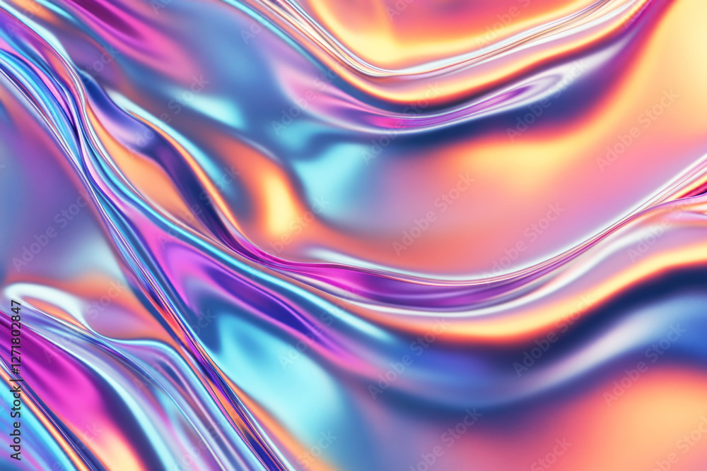 Iridescent holographic pastel liquid metal texture, abstract background, wallpaper Iridescent holographic pastel liquid metal texture, abstract background, wallpaper