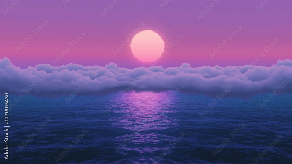 A vibrant sunset with pink and purple hues reflecting on calm ocean waters. A vibrant sunset with pink and purple hues reflecting on calm ocean waters.