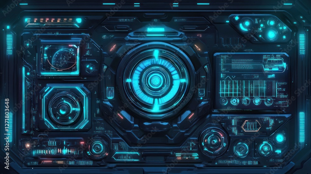 Futuristic Sci-Fi Control Panel Interface. Futuristic Sci-Fi Control Panel Interface.
