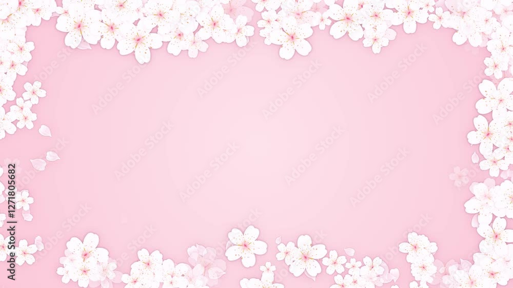 spring cherry flowers blossom border frame on pink background animation, Japanese cherry blossom and petals motion design element spring cherry flowers blossom border frame on pink background animation, Japanese cherry blossom and petals motion design element