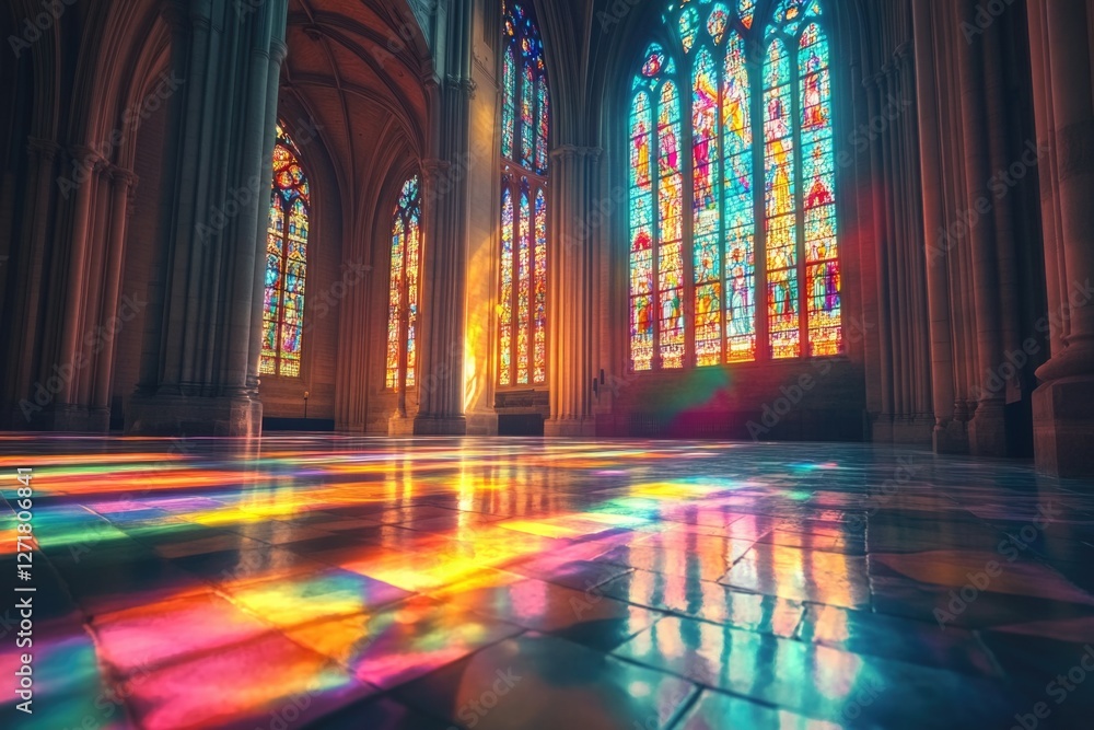 Large Cathedral with Stained Glass Windows Large Cathedral with Stained Glass Windows