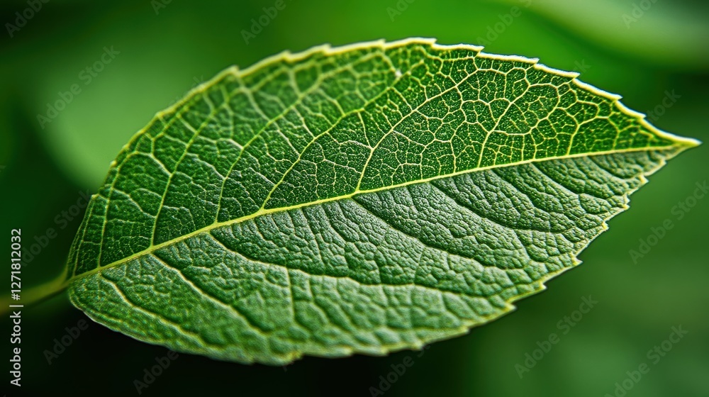 Close-up of a vibrant green leaf, showcasing intricate vein patterns. Close-up of a vibrant green leaf, showcasing intricate vein patterns.