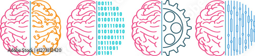 Brain logo design set