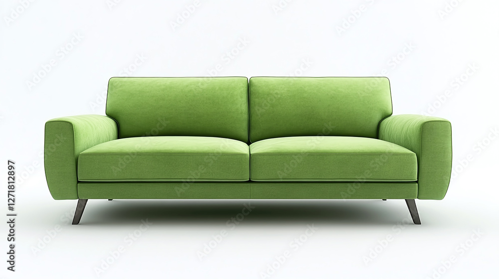Front view of a green modern sofa isolated on a white background. Front view of a green modern sofa isolated on a white background.