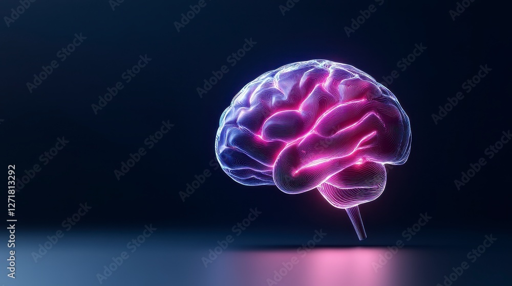 Digital Brain Artificial Intelligence Concept Glowing Purple Points On Dark Background Digital Brain Artificial Intelligence Concept Glowing Purple Points On Dark Background