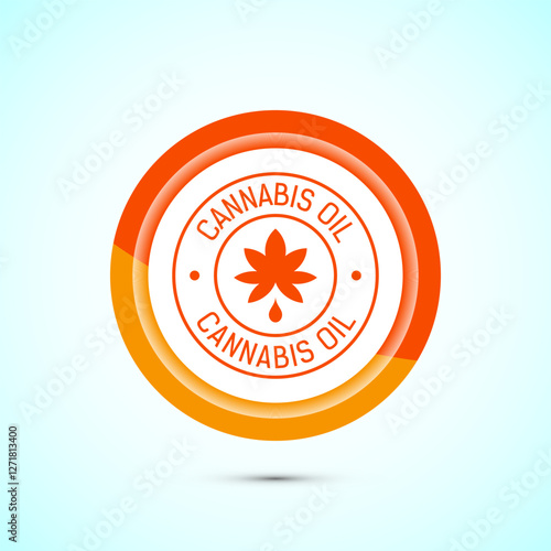 Cannabis oil icon design illustration. CBD cannabidiol sign symbol, Marijuana oil icon, Orange color button design