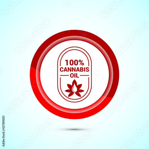 Cannabis oil icon design. CBD cannabidiol sign symbol, Marijuana oil icon, Red color button design