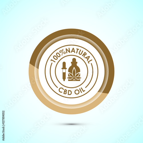 Cannabis oil icon design illustration. CBD cannabidiol sign symbol, Marijuana oil icon, Gold color button design