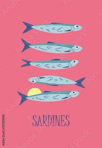 Sardines Retro Poster for Kitchen or Bar