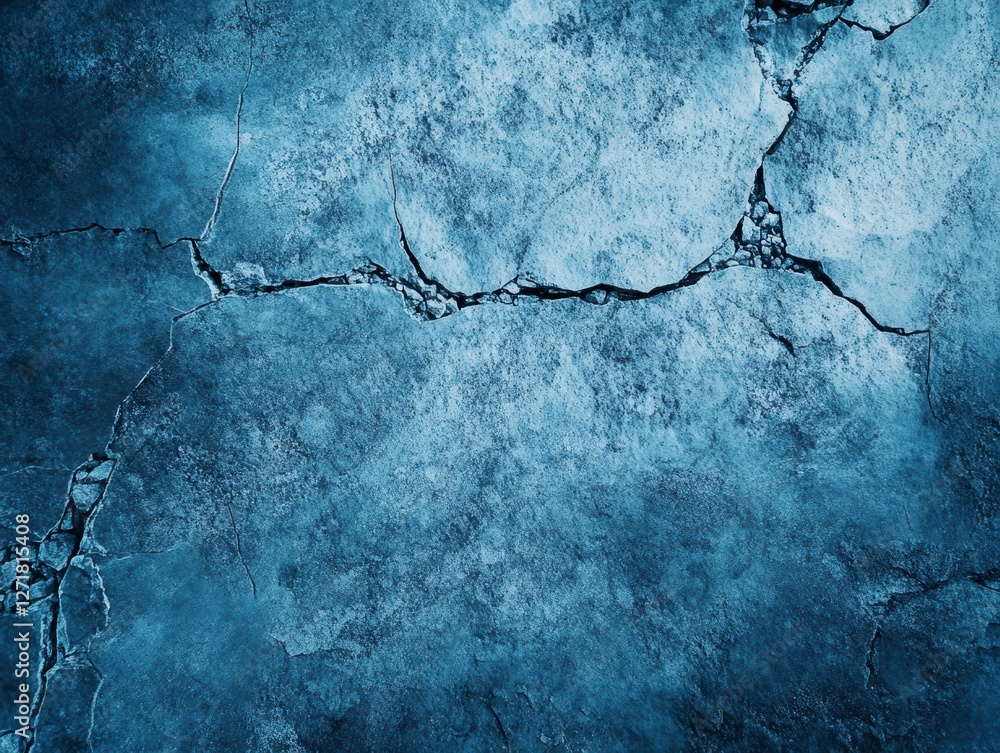 Fototapeta premium Aerial View of Cracked Ice and Turquoise Meltwater in a Frozen Landscape
